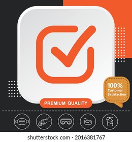 Checklist, tick icon - Orange black background with graphic elements for your design