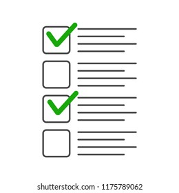 Checklist with tick marks. Check list exam vector illustration