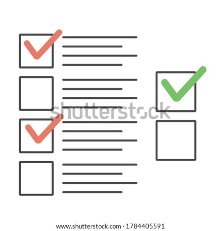 Checklist with tick marks. Check list exam vector illustration