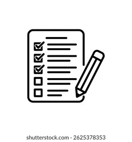 Lista de Verificação com Marcas de Escala e Ícone de Lápis para Conclusão de Tarefas