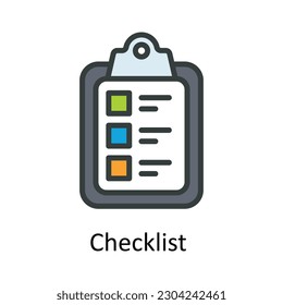 Checklist  vector  Fill outline Icon Design illustration. Work in progress Symbol on White background EPS 10 File