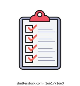 checklist vector flat color icon  