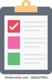 checklist vector flat colour icon