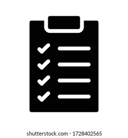 icono plano de glifo vectorial de lista de comprobación 