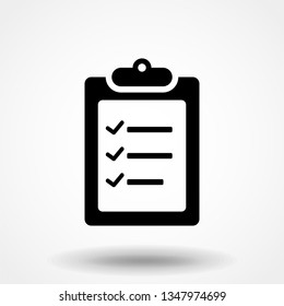 Checklist vector icon. Black illustration isolated for graphic and web design.