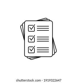 Icono de vector de lista de verificación. Ilustración negra aislada en fondo blanco para diseño gráfico y web.