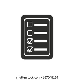 Checklist vector icon. Black illustration isolated on white background for graphic and web design.