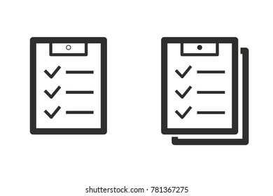 Checklist vector icon. Black illustration isolated on white background for graphic and web design.