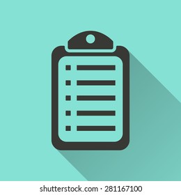 Checklist - vector icon in black on a green background.
