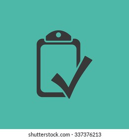 Checklist  - vector icon in black on a green background.