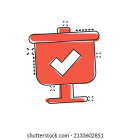 Checklist vector icon in comic style. Survey cartoon vector illustration in flat design on isolated background. Simple splash effect business concept pictogram.