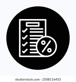 Icono de Vector de lista de verificación, lista de descuentos, ícono de lista de ventas. 