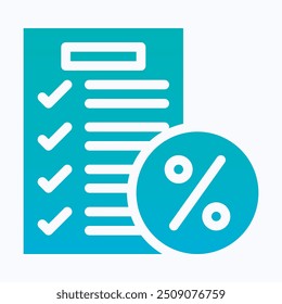 Checklist Vector Icon, Discount List, Sale List Icon. Isolated Silhouette Gradient Vector Icon. 