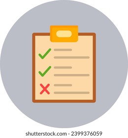 Checklist Vector Icon Flat Circle Style