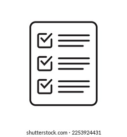 Checklist vector icon in line art style.