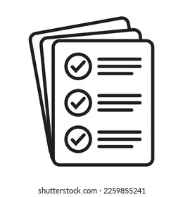 Checklist-Vektorsymbol im Strichart-Stil. Dokumentsymbol, Illustration einzeln auf weißem Hintergrund für Grafik- und Webdesign.