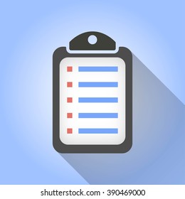 Checklist   vector icon with long shadow.  Illustration  for graphic and web design.