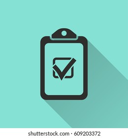 Checklist vector icon with long shadow. Illustration isolated for graphic and web design.