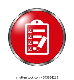 checklist - vector icon on  the red button