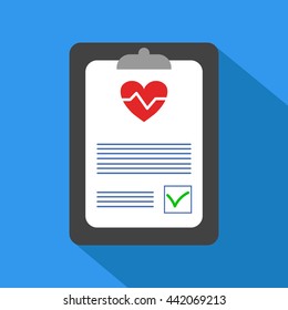 Checklist vector icon. Passed exam with green check marks.