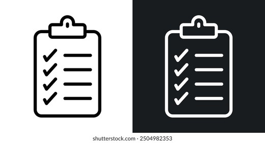 Checklist vector icon set black and white filled and outlined style.