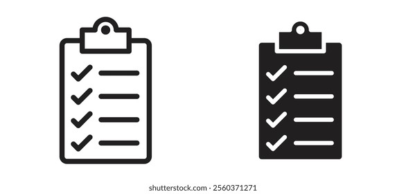 Checklist vector icon set in black color.