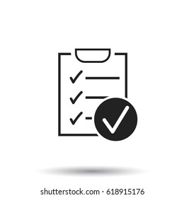 Checklist vector icon. Survey vector illustration in flat design on white background.