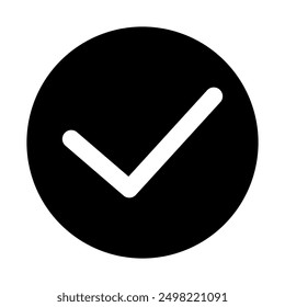 Icono de Vector de lista de verificación, símbolo de lista de verificación en un círculo de diseño negro.