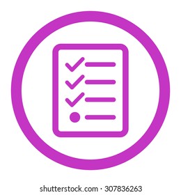 Checklist vector icon. This rounded flat symbol is drawn with violet color on a white background.