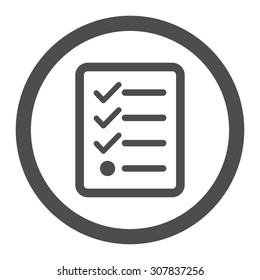 Checklist vector icon. This rounded flat symbol is drawn with gray color on a white background.