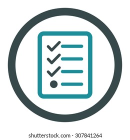 Checklist vector icon. This rounded flat symbol is drawn with soft blue colors on a white background.