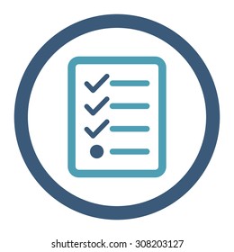 Checklist vector icon. This rounded flat symbol is drawn with cyan and blue colors on a white background.