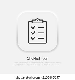 Checklist vector icon in white and black colors with shadows. Neumorphism soft style symbol. Vector EPS 10