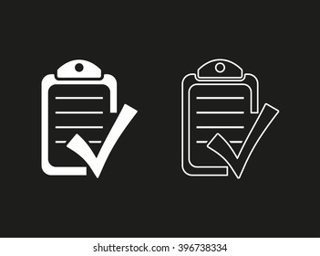 Checklist   vector icon. White illustration isolated on black background for graphic and web design.