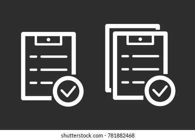 Checklist vector icon. White illustration isolated on black background for graphic and web design.