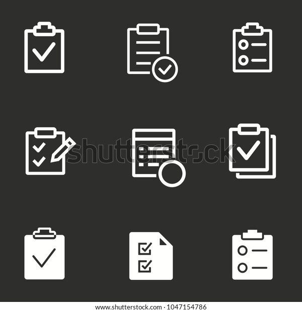 Checklist Vector Icon White Illustration Isolated Stock Vector (royalty 