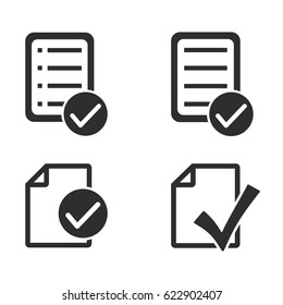 Checklist vector icons set. Black illustration isolated for graphic and web design.