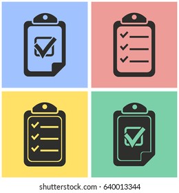 Checklist vector icons set. Black illustration isolated for graphic and web design.