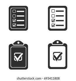 Checklist vector icons set. Black Illustration isolated for graphic and web design.