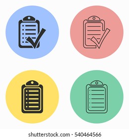 Checklist vector icons set. Illustration isolated for graphic and web design.