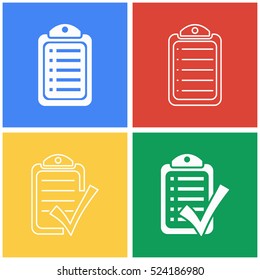Checklist vector icons set. White illustration isolated for graphic and web design.