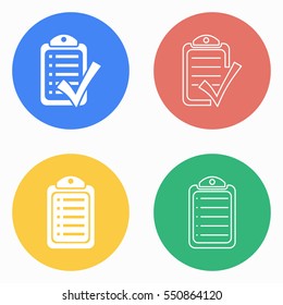 Checklist vector icons set. White illustration isolated for graphic and web design.