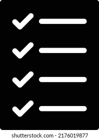 lista de comprobación Ilustración vectorial en un fondo transparente. Símbolos de calidad superior. Iconos vectoriales de glifos para diseño de conceptos y gráficos. 
