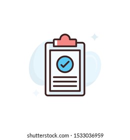 Checklist vector illustration. Outline filled advertising and media icons.