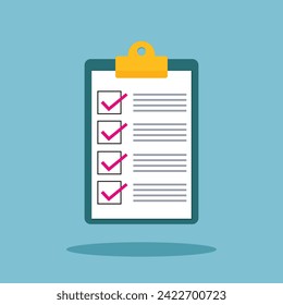 Checklist Vector Images, Documents, Clipboard List, Vector Art, Checked Item on White paper, Vector Images for School, College and Office