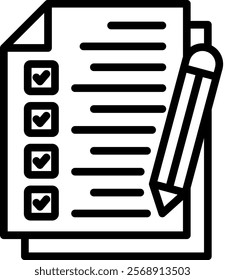 Checklist Vector Lineal Icon On White Background.