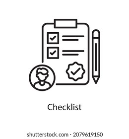 Ilustración de diseño de iconos de contorno vectorial de lista de verificación. Símbolo de aplicación web y móvil sobre archivo EPS 10 de fondo blanco