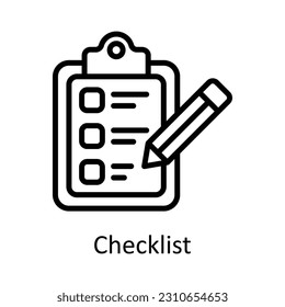 Icono de diseño del contorno del vector de lista de comprobación. Símbolo de interfaz de usuario en fondo blanco archivo EPS 10