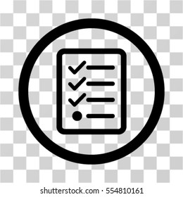 Checklist vector pictograph. Illustration style is flat iconic black rounded symbol on a transparent background.