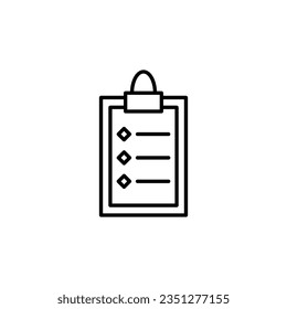 Firma del vector de lista de comprobación. Adecuado para libros, tiendas, tiendas. Actrazo editable con un estilo de contorno minimalista. Símbolo de diseño 